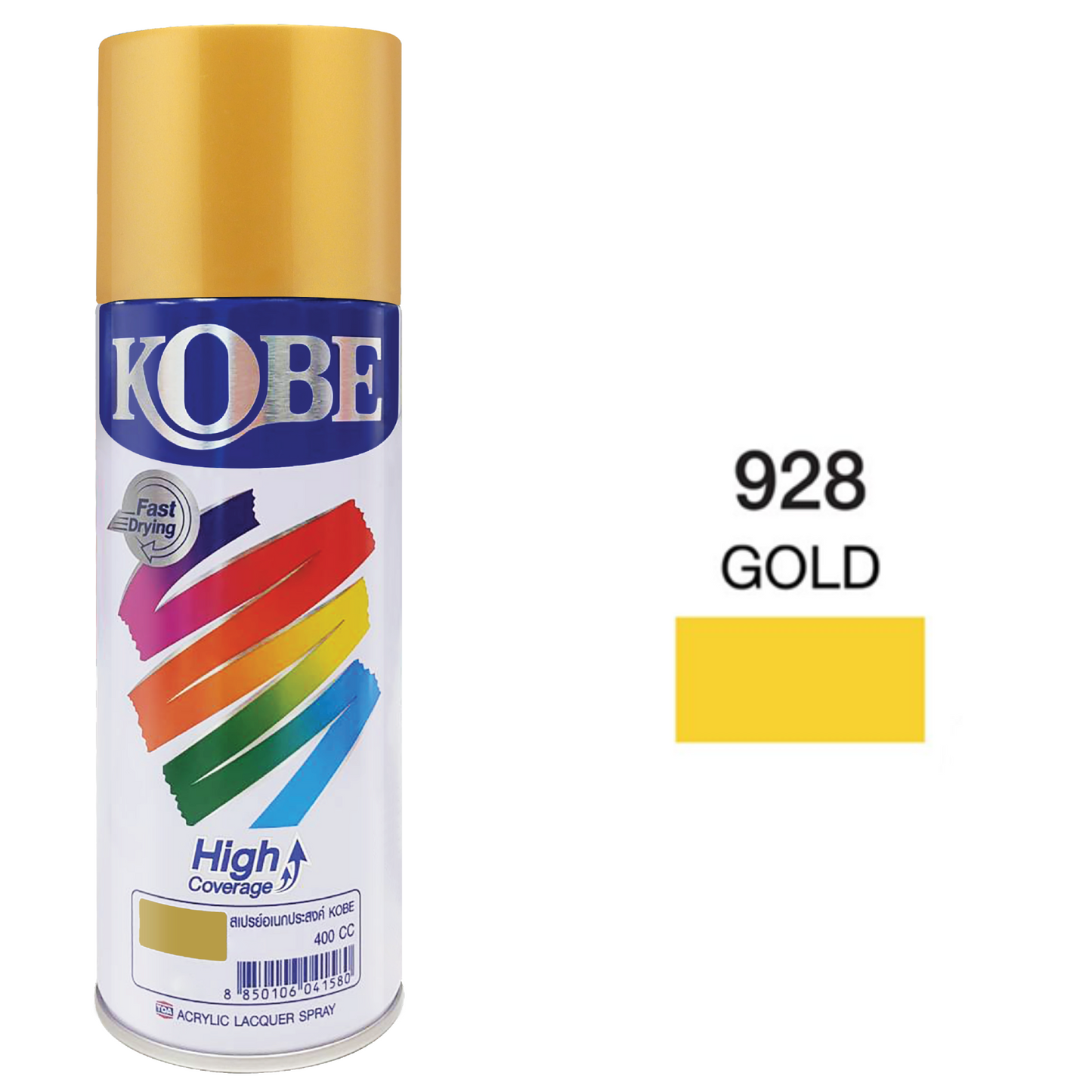 Kobe Spray Paints, Gold Spray 400ml, Premium All Purpose Lacquer Spray Paint. Gold Colors