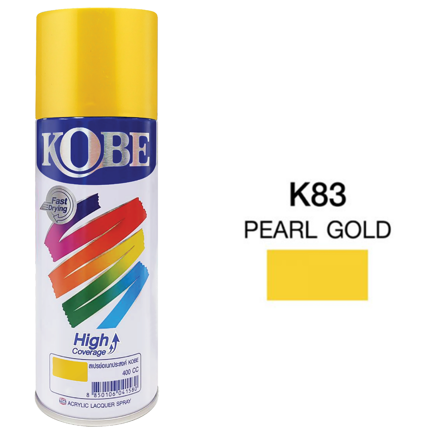 Kobe Spray Paints, Gold Spray 400ml, Premium All Purpose Lacquer Spray Paint. Gold Colors