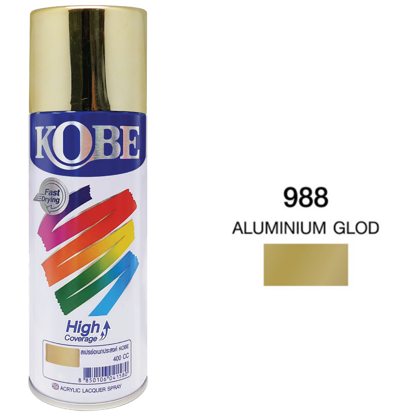 Kobe Spray Paints, Gold Spray 400ml, Premium All Purpose Lacquer Spray Paint. Gold Colors